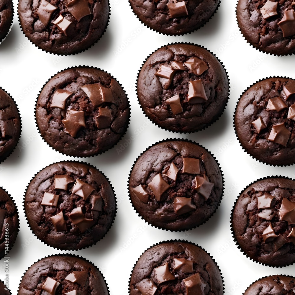 Delicious Chocolate Muffins with Chocolate Chunks Delicious Chocolate Muffins with Chocolate Chunks