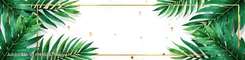 Obraz na płótnie Abstract tropical palm leaf pattern, gold accents on white paper frame , art, golden, texture w salonie