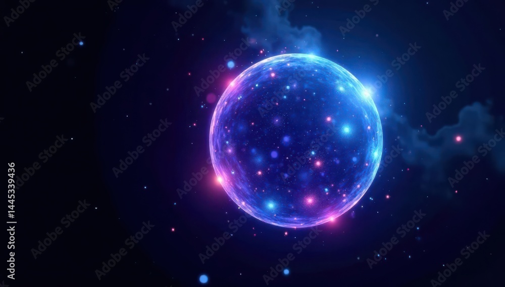 Electric blue and purple plasma sphere, isolated on black background , discharge, energy, portal
