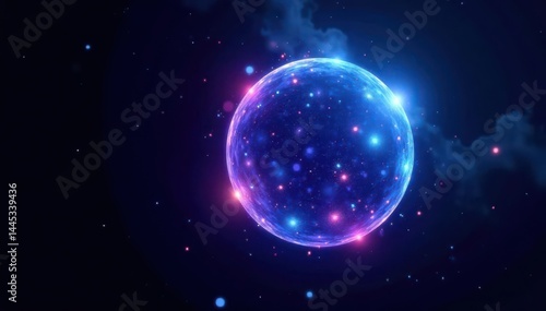 Obraz na płótnie Electric blue and purple plasma sphere, isolated on black background , discharge, energy, portal w salonie