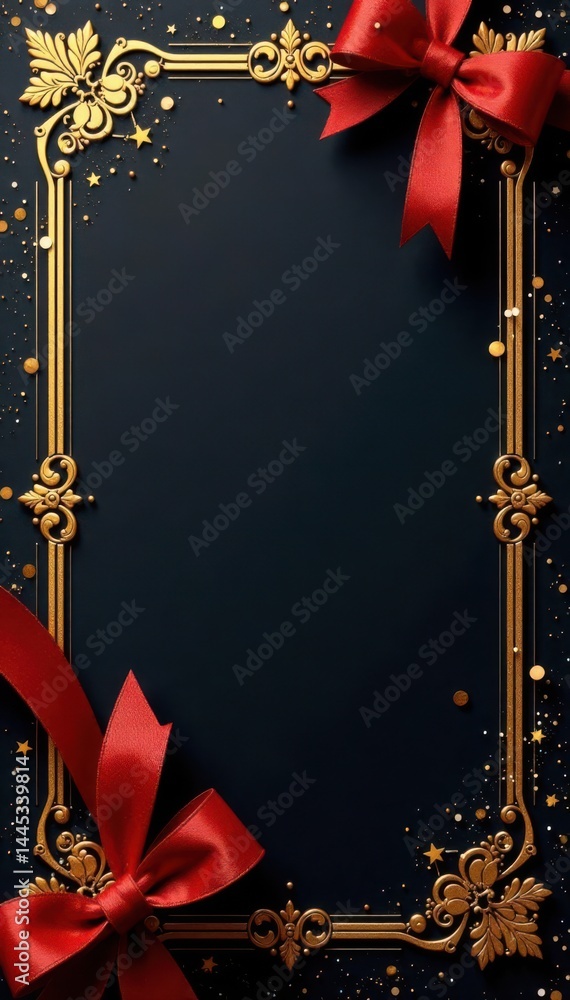 Elegant gold glitter gift voucher template with ornate frame, template, business