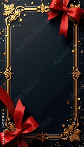 Obraz na płótnie Elegant gold glitter gift voucher template with ornate frame, template, business w salonie
