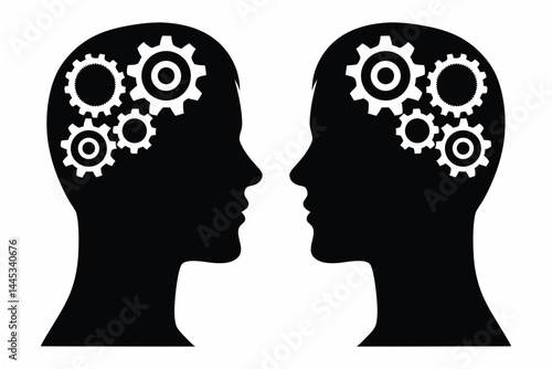silhouette of a human head in profile with symbol