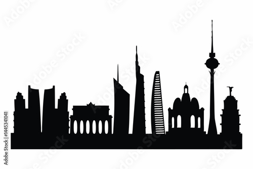 silhouette of a modern city skyline with building 