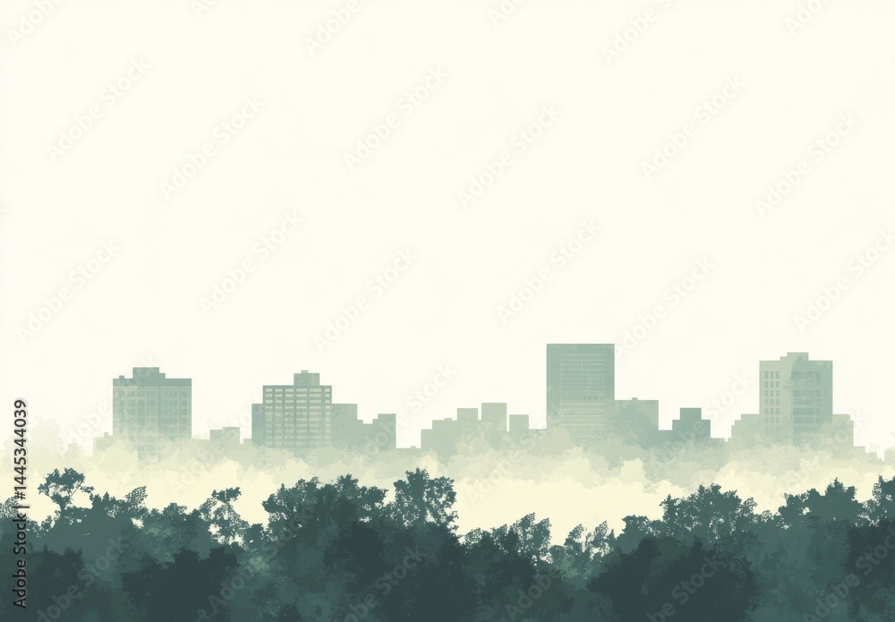 Obraz premium Misty city skyline view