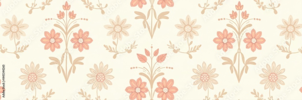 Subtle beige & white floral geometric seamless pattern Minimalist vector design , simple, fabric, photo