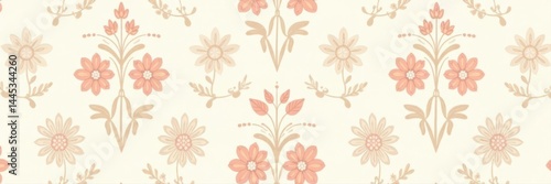 Obraz na płótnie Subtle beige & white floral geometric seamless pattern Minimalist vector design , simple, fabric, photo w salonie