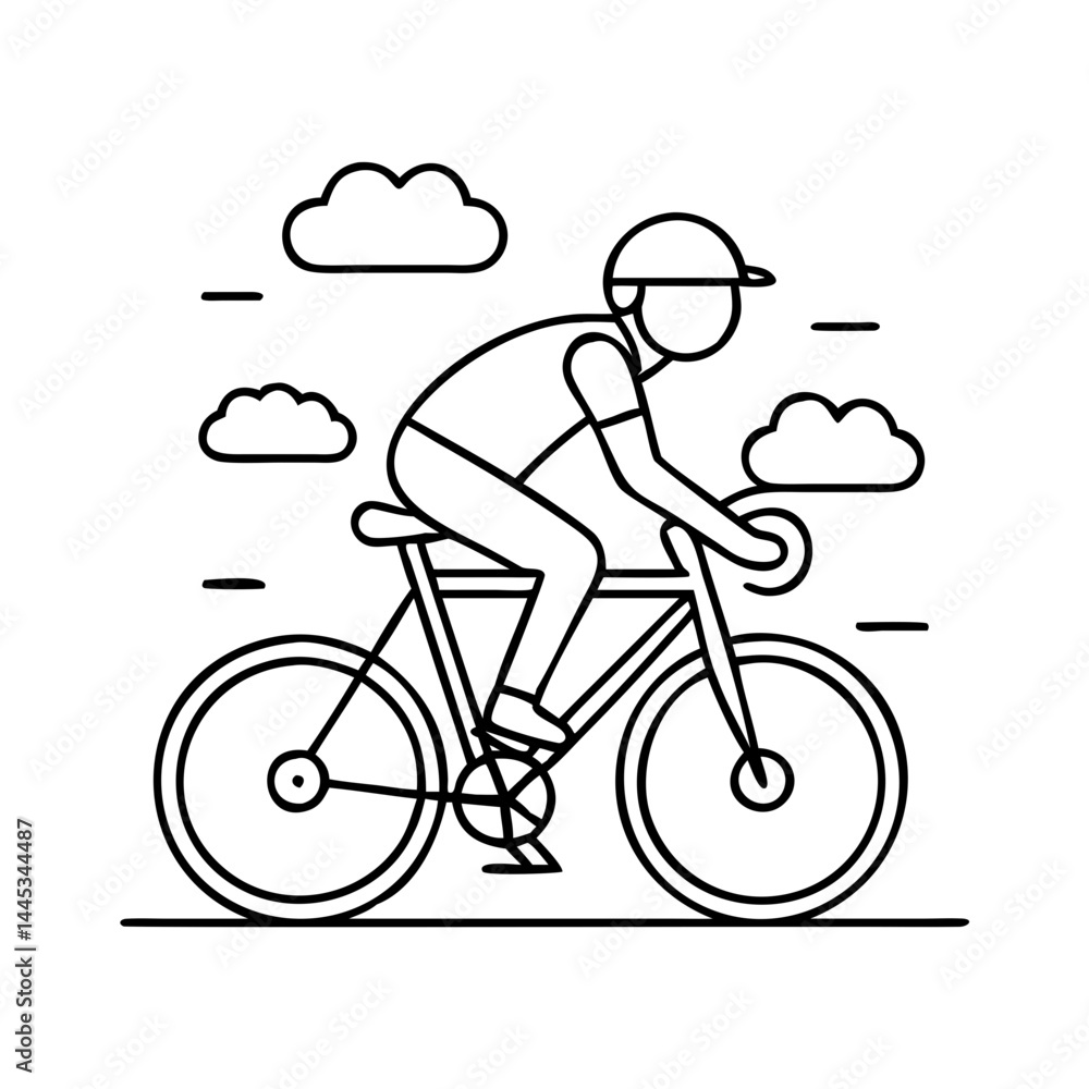 Naklejka premium cycling icon, cycling line art - simple line art of cycling, perfect for cycling logos and icons