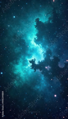 Obraz na płótnie Turquoise nebula swirls, vibrant starlight, cosmic dust, Milky Way galaxy , stellar, planets, nebula w salonie