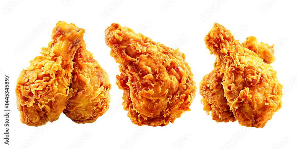 Set of So Yummy Fried Chicken in Three Different Poses on Transparent Background for Food Branding, Recipe Design, or Culinary Promotions Set of So Yummy Fried Chicken in Three Different Poses on Transparent Background for Food Branding, Recipe Design, or Culinary Promotions