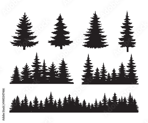 set of forest trees