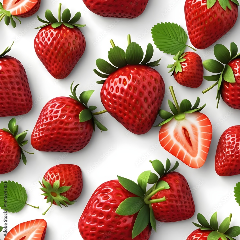 Fresh Red Strawberries Seamless Pattern Fresh Red Strawberries Seamless Pattern