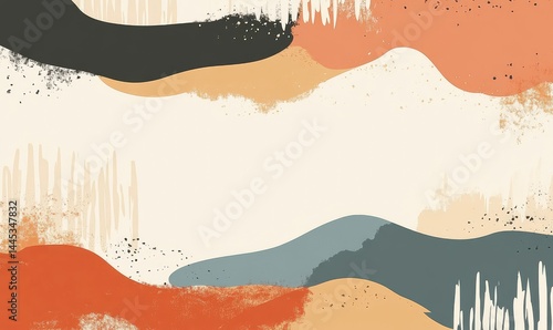 Abstract earth tone landscapes in contemporary design. AI generated illustration.