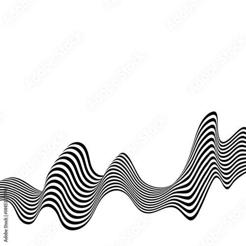 Black and white curved line stripe moving wave abstract background. Eps 10