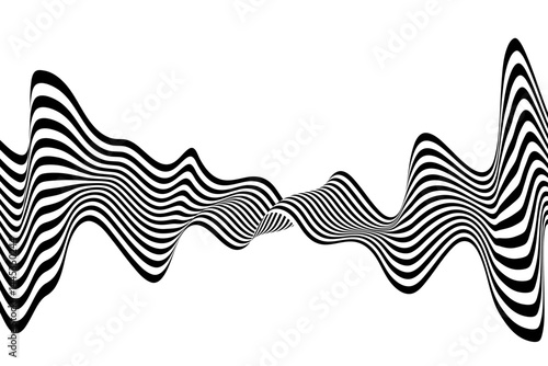 Black and white curved line stripe moving wave abstract background. Eps 10