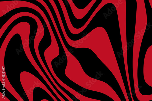 Red curved line stripe moving wave on black background. Eps 10