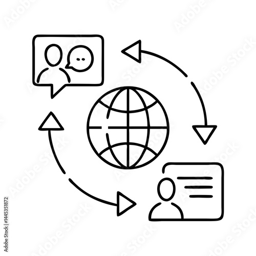 language exchange icon, language exchange line art - simple line art of language exchange, perfect for language exchange logos and icons
