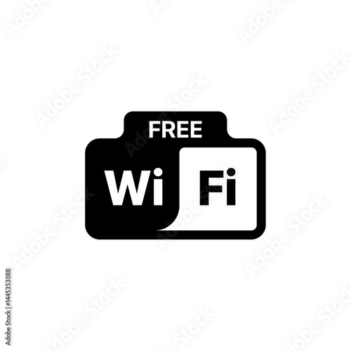 Free WiFi badge icon, Wireless internet symbol, WiFi access sign, connectivity label, network badge, internet service icon, digital connection symbol