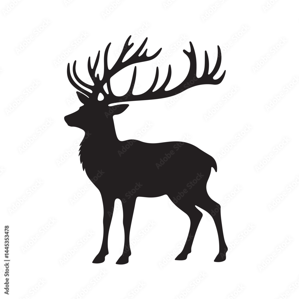 Fototapeta premium Deer Silhouette Icon Isolated on White Background