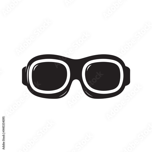Goggles Silhouette Icon Isolated on White Background
