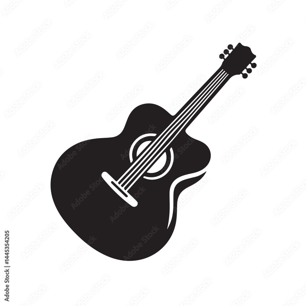 Obraz premium Guitar Silhouette Icon Isolated on White Background