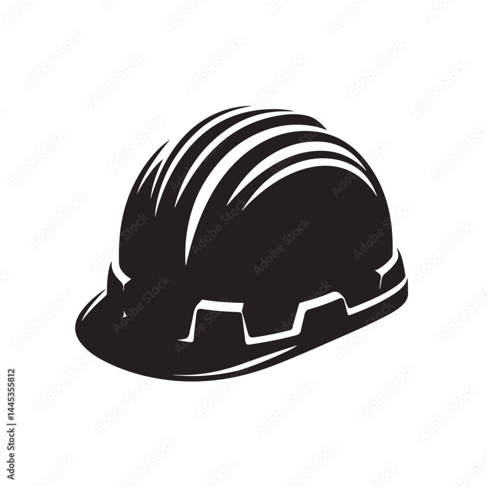 Fototapeta premium Construction Helmet Safety Gear Silhouette Vector