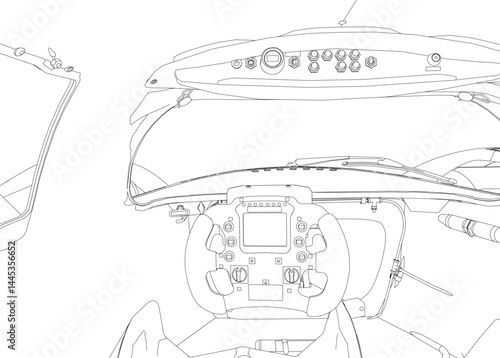 A close up of a car's dashboard with a steering wheel and a gear shift. The image is in black and white and has a moody, artistic feel to it