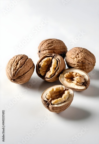 Walnuts in Shell and Open, Close-up