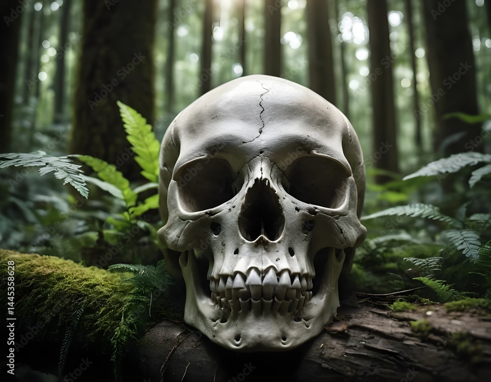 Human Skull in Forest Human Skull in Forest
