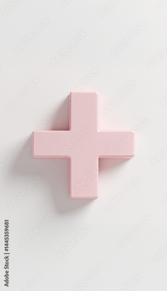 Fototapeta premium Minimal design and pastel palettes combine in these 3D plus icons, offering a refined solution for wellness or tech driven contexts.