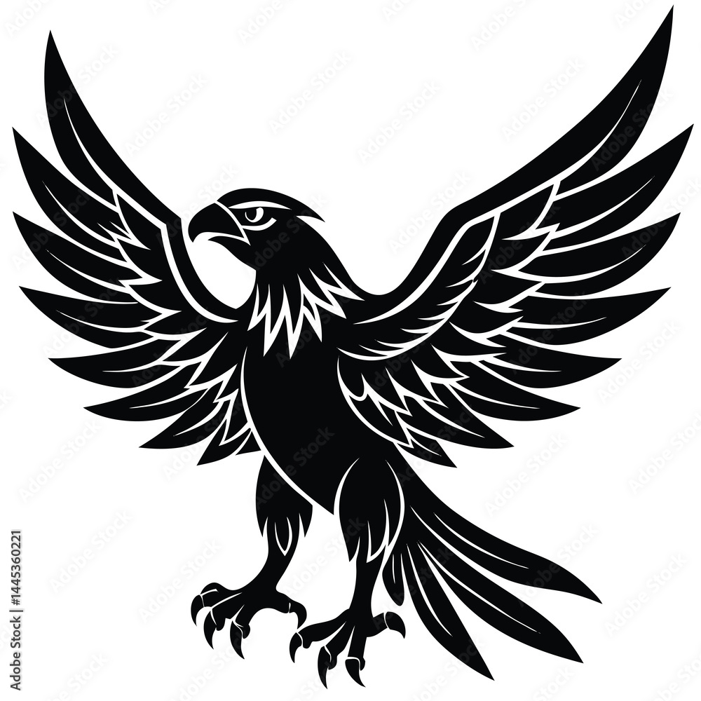 Naklejka premium Black and White Stylized Eagle Illustration