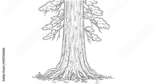 Giant Redwood Tree Coloring Page Impressive Nature Illustration for All Ages