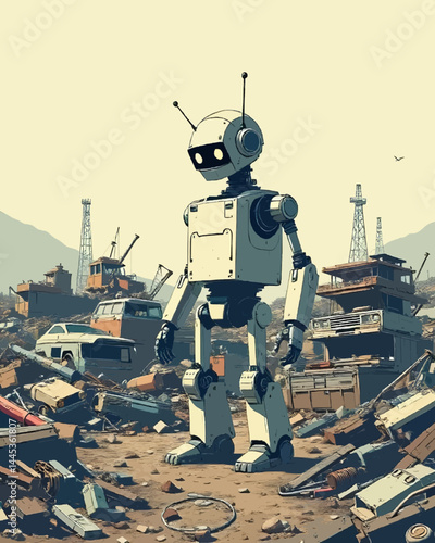 Robot at junkyard