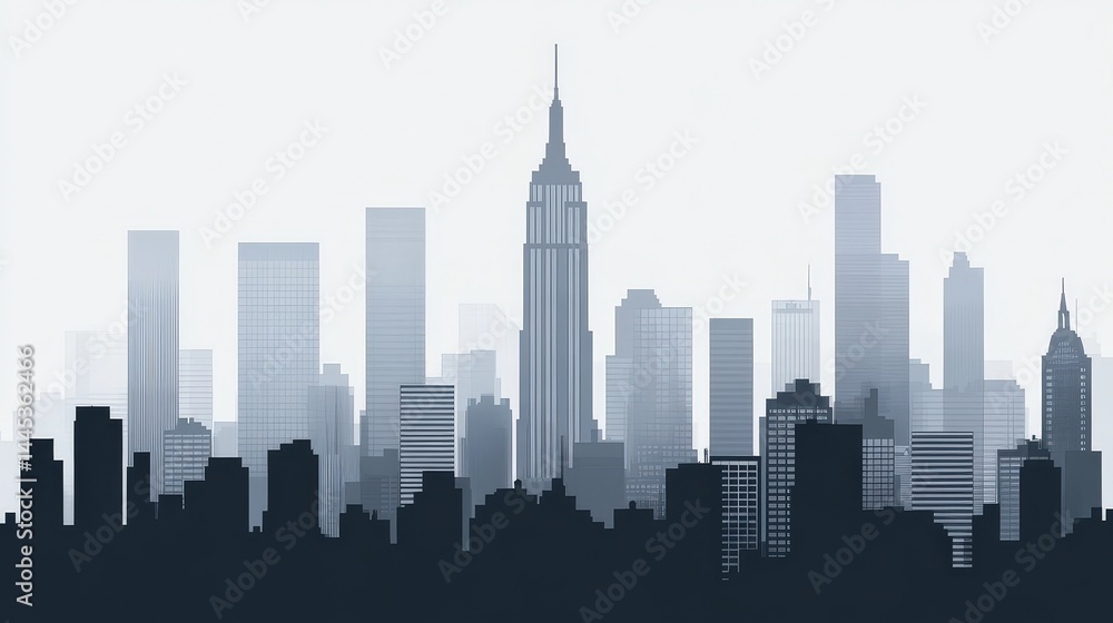 minimalist vector illustration of a city skyline with clean lines and monochrome tones. minimalist vector illustration of a city skyline with clean lines and monochrome tones.
