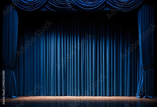Wallpaper Mural Dark Blue Theater Stage Curtains Torontodigital.ca