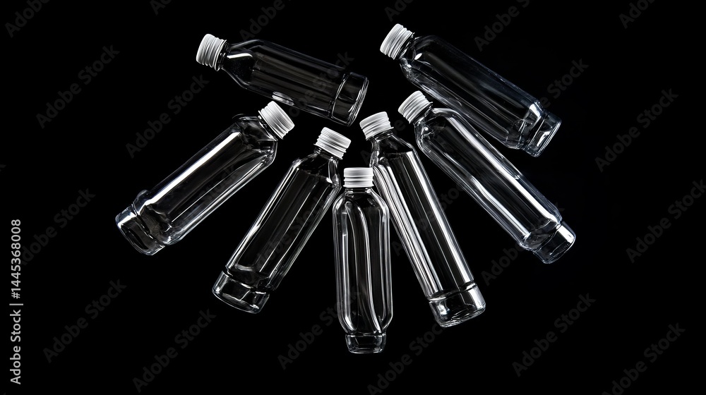 Naklejka premium Empty bottles on black.