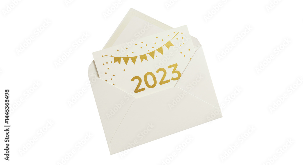 Isolated New Year 2023 Card in Envelope Festive Celebration Isolated New Year 2023 Card in Envelope Festive Celebration