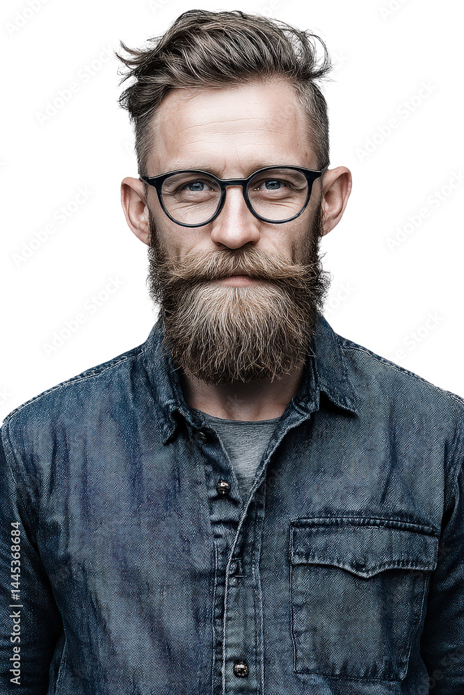 Hipster Man Portrait with Glasses and Beard in Minimal 3D Style Hipster Man Portrait with Glasses and Beard in Minimal 3D Style