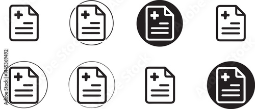 Medical Report Document Icons Set Variations in Style and Format