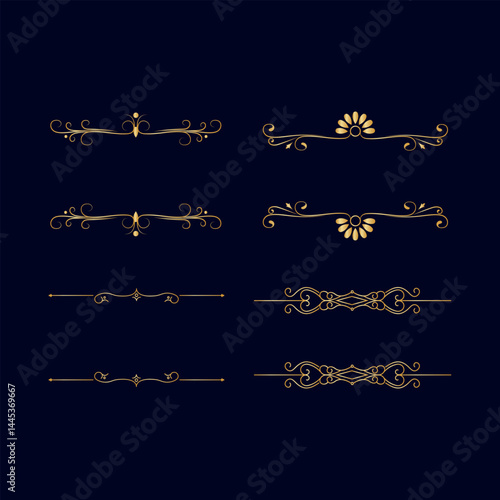 Text dividers doodle set. Wedding decorative elements. Divider ornament, borders, floral, vintage line separators. Hand drawn vector illustration isolated on white background. Set page dividers.