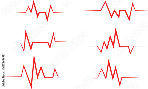 heartbeat line, ECG line, EKG line, heart rate line, pulse line , Heartbeat Line Vector Set 