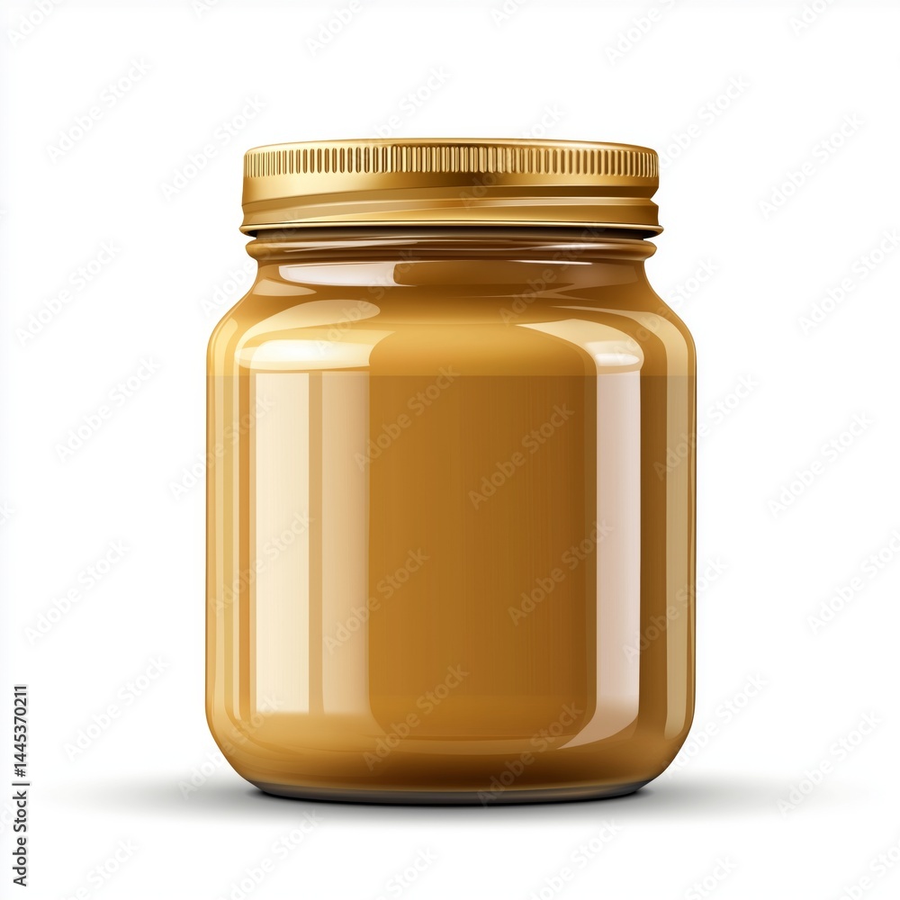 Peanut butter jar isolated on white background. Concept for food packaging design, protein-rich snack branding, or clean product visuals highlighting taste, energy, and natural ingredients.
