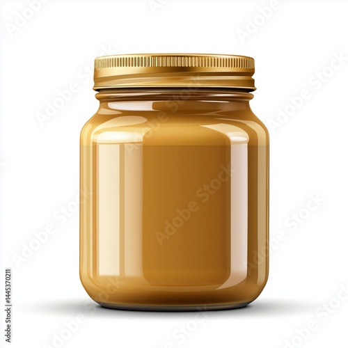 Obraz na płótnie Peanut butter jar isolated on white background. Concept for food packaging design, protein-rich snack branding, or clean product visuals highlighting taste, energy, and natural ingredients.
w salonie