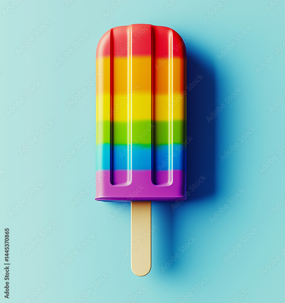 Colorful rainbow popsicle on blue background. Colorful rainbow popsicle on blue background.