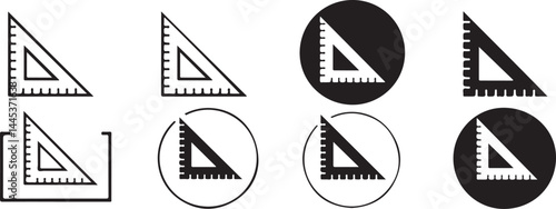 Set of Triangle Ruler Icons for Geometry and Design