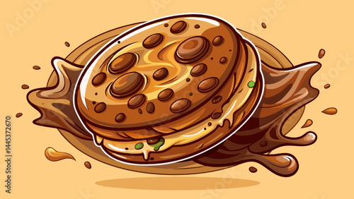 Crisp cookie edges hit rich chocolate with a splash.
Floating chips and chocolate ripples bring it to life.
Perfect balance of crunch and melt in one image.
Great for snack ads or sweet-themed vector 