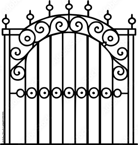 wrought iron gate outline vector illustration