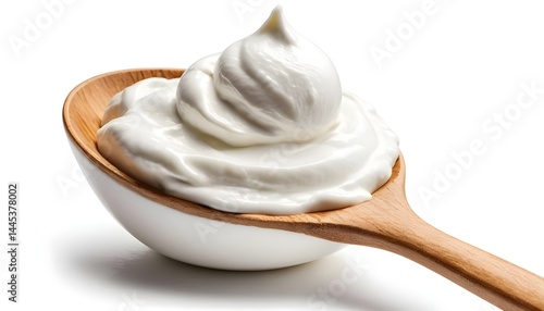 Creamy Yogurt in Wooden Spoon