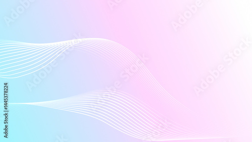 Soft dynamic flowing lines blue pink white elegant abstract background. Creative business wavy lines animation. Curved swirl stripes. Light soft color gradient. Modern trendy wallpaper. Sale pastel BG