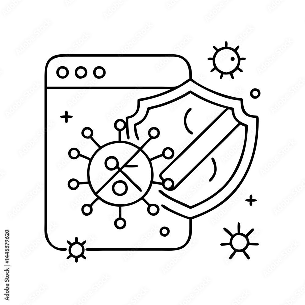 Obraz premium antivirus icon, antivirus line art - simple line art of antivirus, perfect for antivirus logos and icons